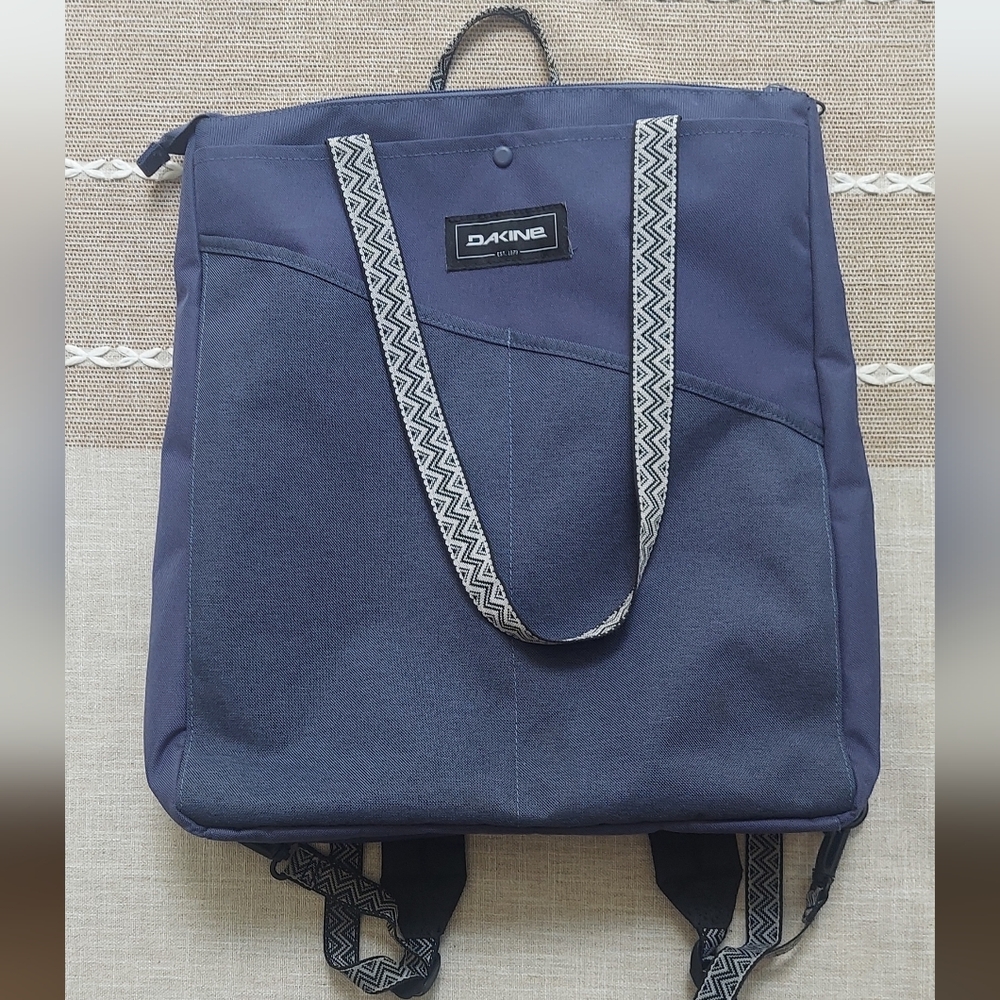 Dark Blue Backpack With Patterned Straps - image 1